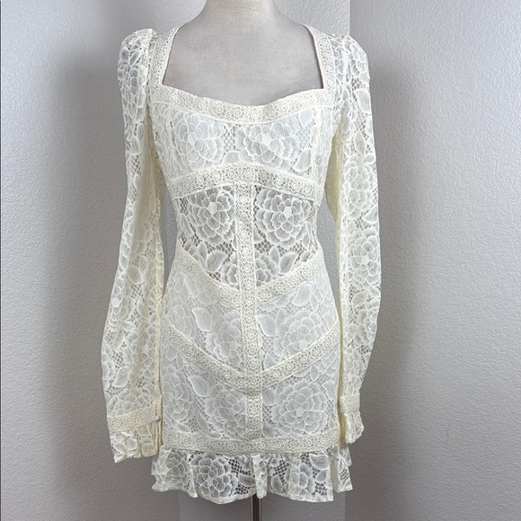 For Love &Lemons Cleo Mini Dress in Ivory Size X-Large NWT - Picture 3 of 10